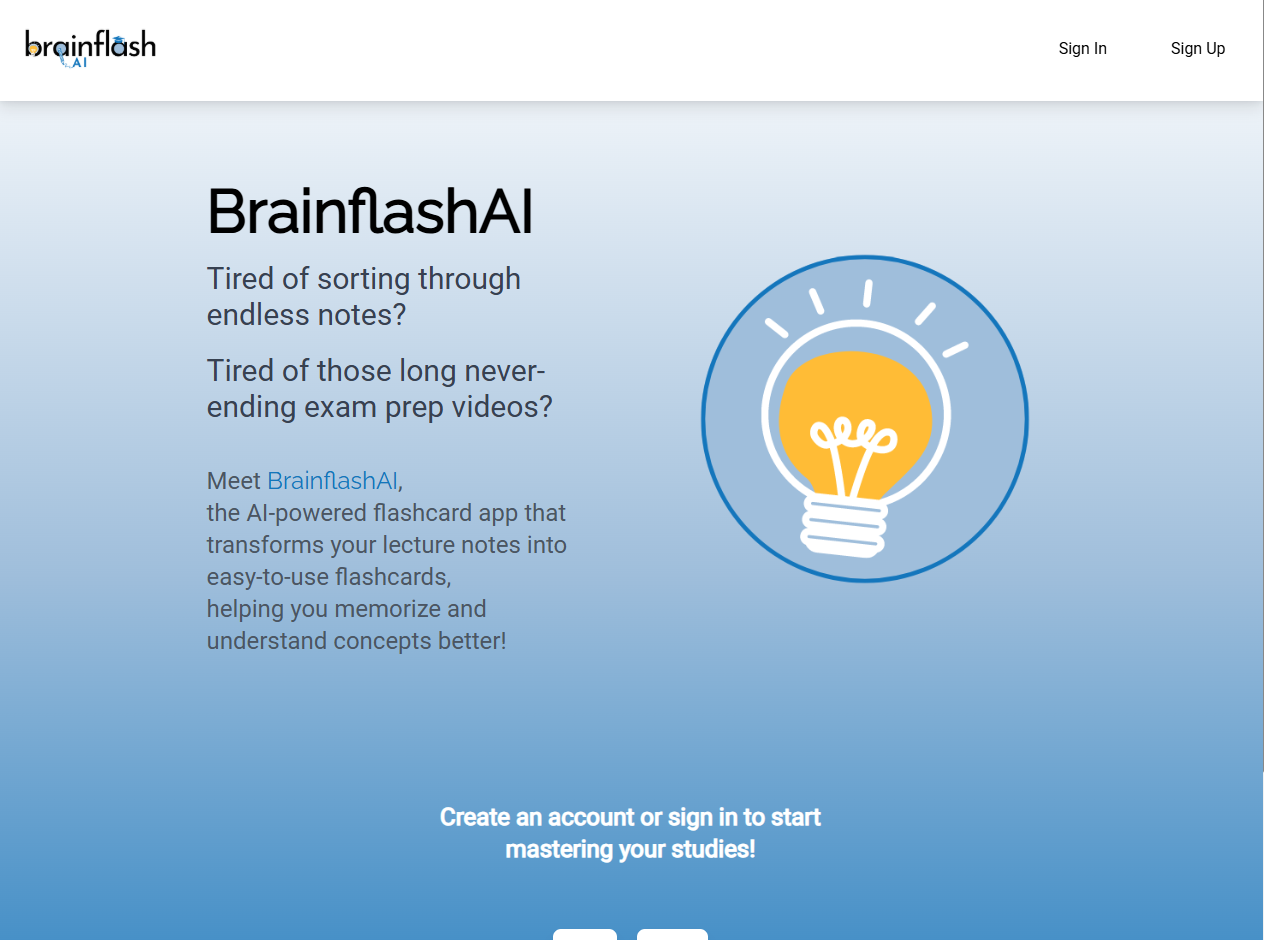 BrainflashAI — AI Flashcard Generator Web App built during Headstarter Software Engineering Fellowship by Ruben Arevalo and team
