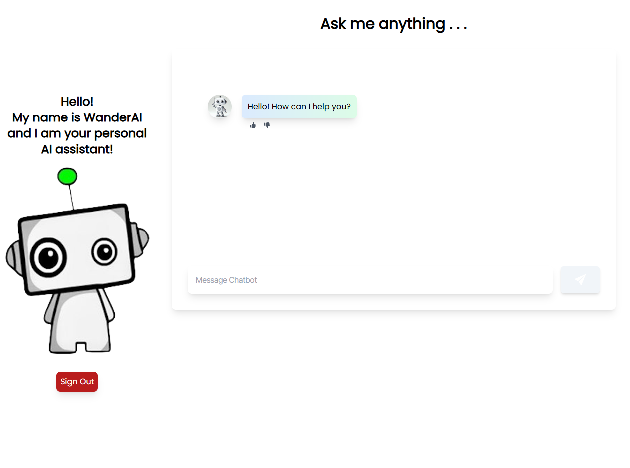 Wandar AI — Personal AI Chatbot Assistant built during Headstarter Software Engineering Fellowship by Ruben Arevalo and team